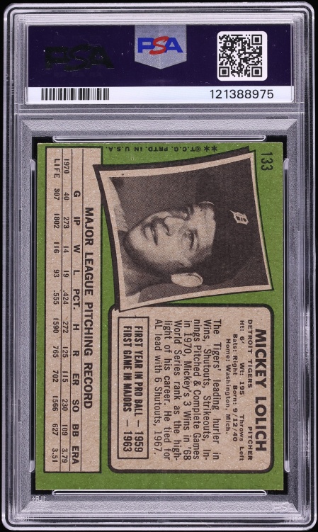 1971 Topps Mickey Lolich #133 PSA 7.5 NRMT+