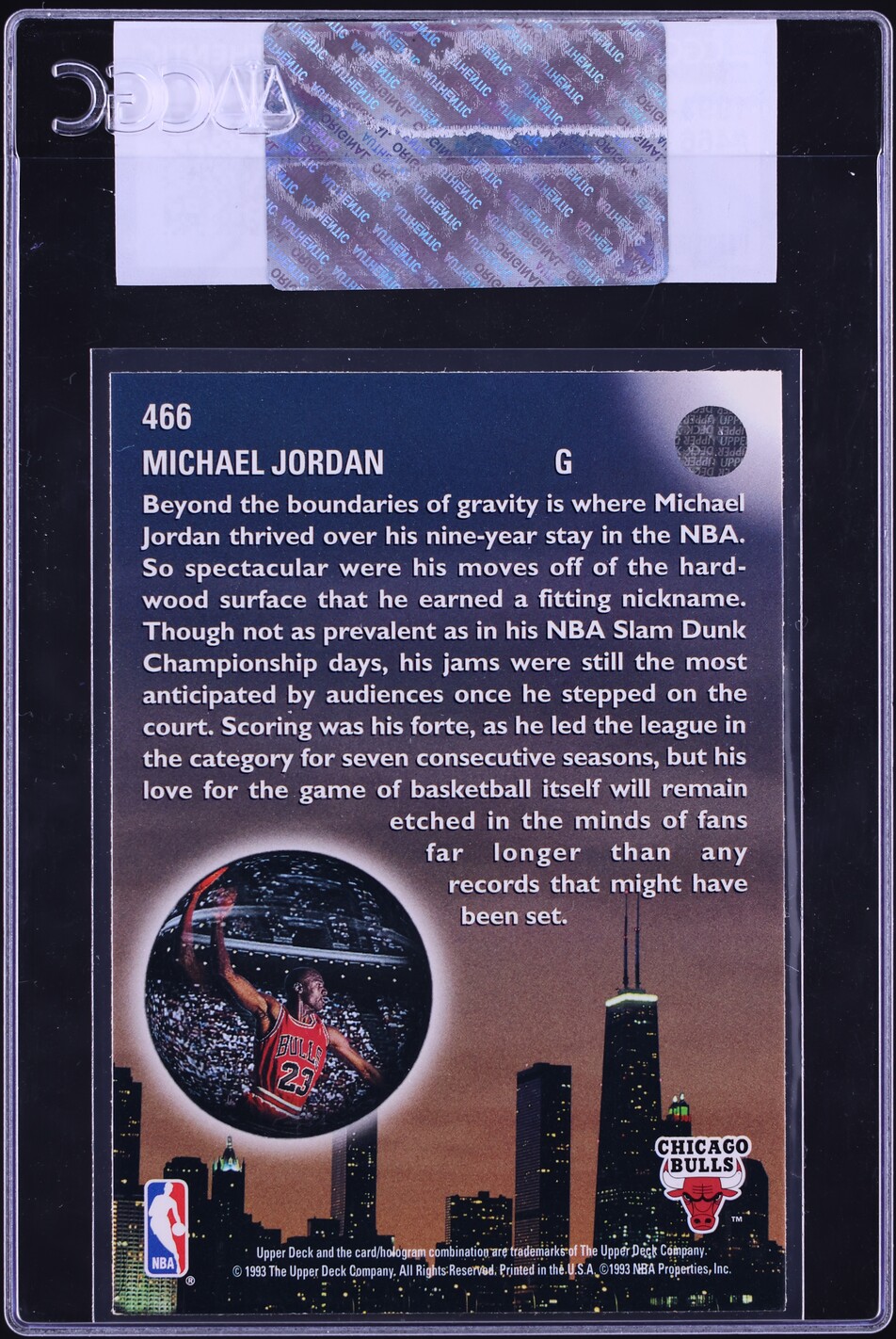 1993 Upper Deck Skylights Michael Jordan #466 CGC AUTH