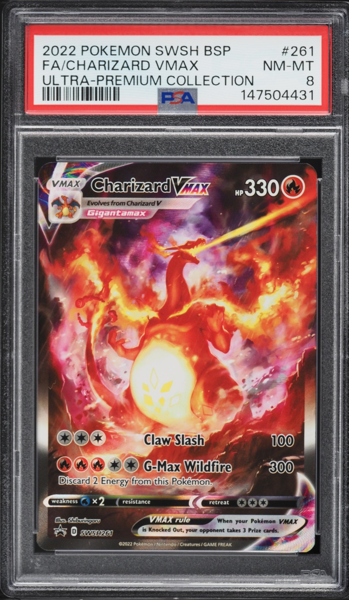 2022 Pokemon Sword & Shield Promo Ultra Premium Full Art Charizard VMAX #261 PSA 8 NM-MT