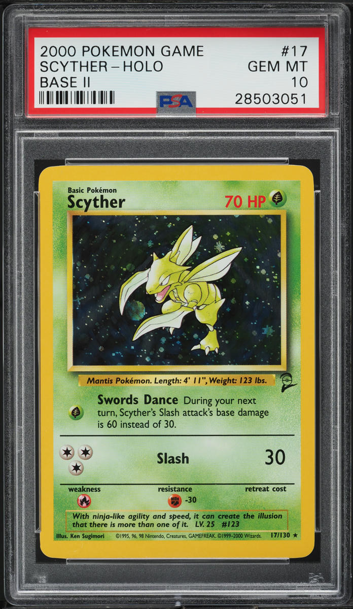 2000 Pokemon Base Set 2 Holo Scyther #17 PSA 10 GEM MINT