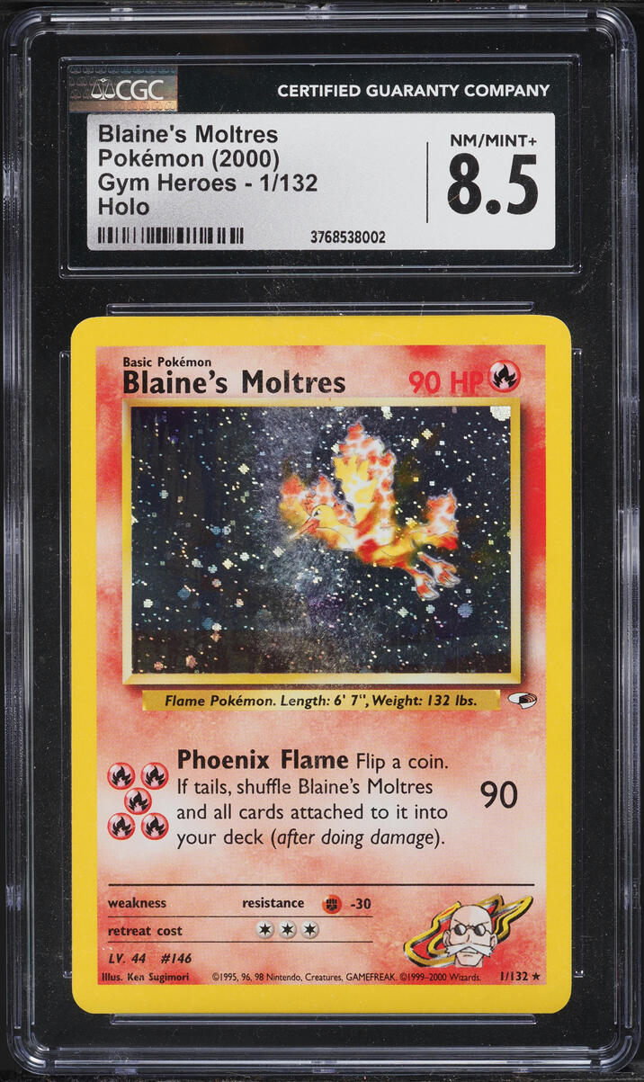 2000 Pokemon Gym Heroes Holo Blaine's Moltres #1 CGC 8.5 NM-MT+