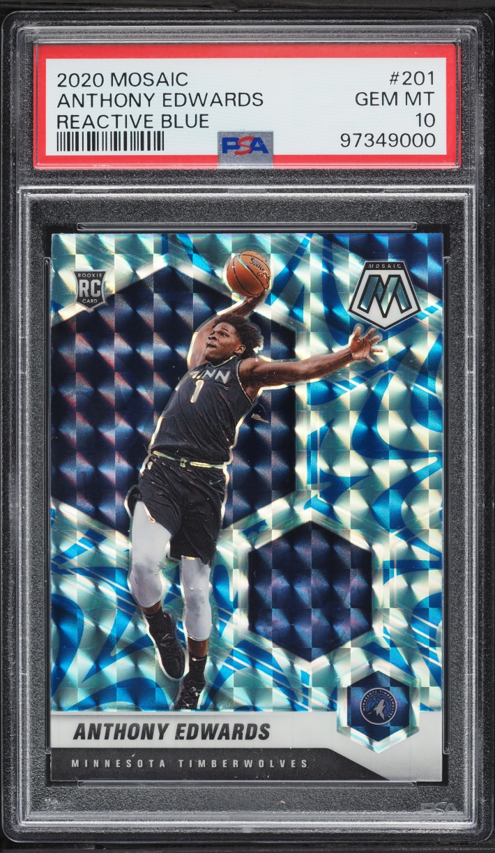 2020 Panini Mosaic Reactive Blue Anthony Edwards ROOKIE #201 PSA 10 GEM MINT