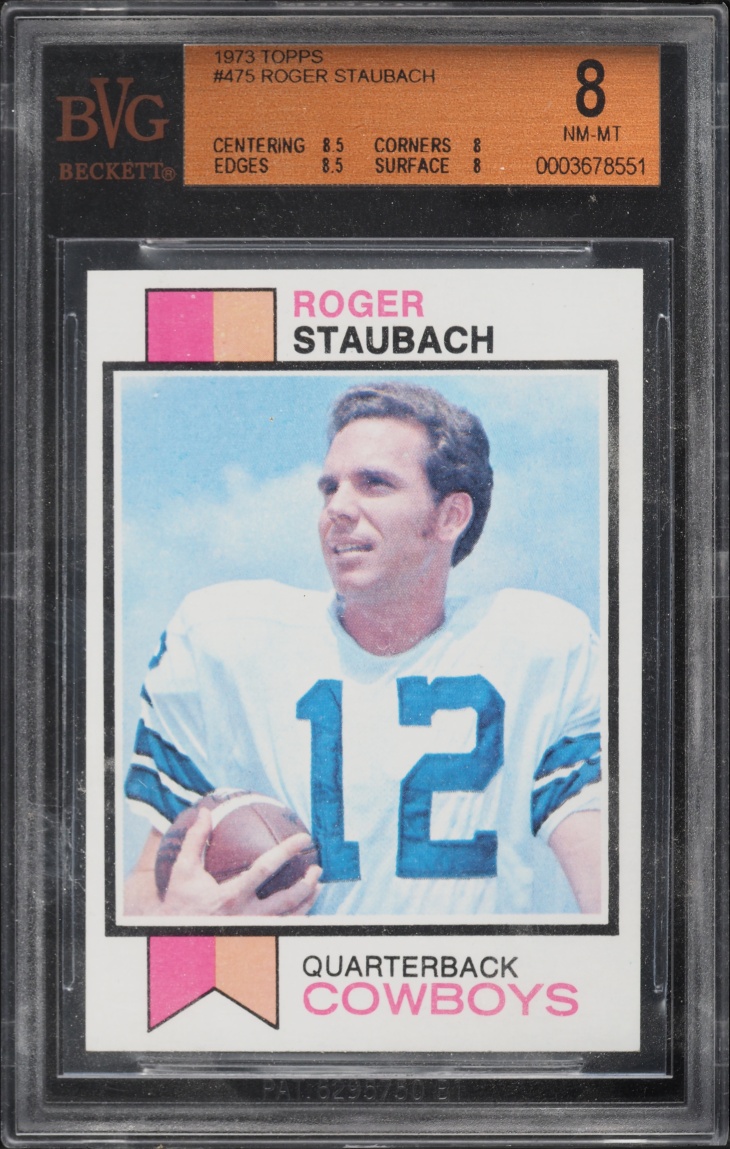1973 Topps Roger Staubach #475 BVG 8 NM-MT