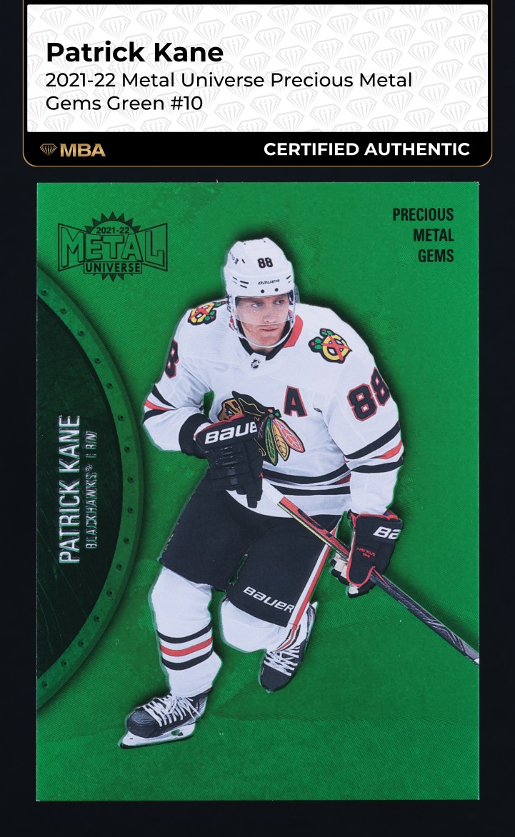 2021 Metal Universe Precious Metal Gems PMG Green Patrick Kane /100 #10 ...
