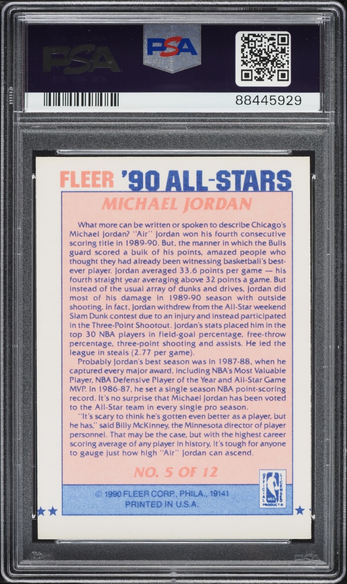 1990 Fleer All Stars Michael Jordan #5 PSA 7 NRMT