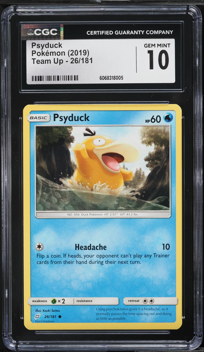 2019 Pokemon Sun & Moon Team Up Psyduck #26 CGC 10 GEM MINT