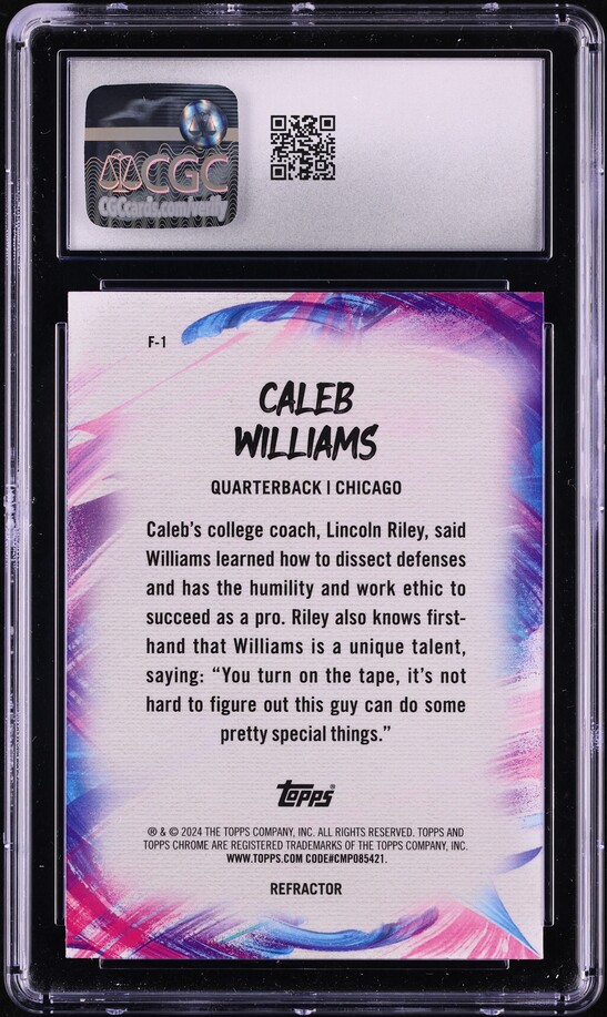 2024 Topps Chrome Finesse Refractor Caleb Williams ROOKIE #F-1 CGC 7 NRMT