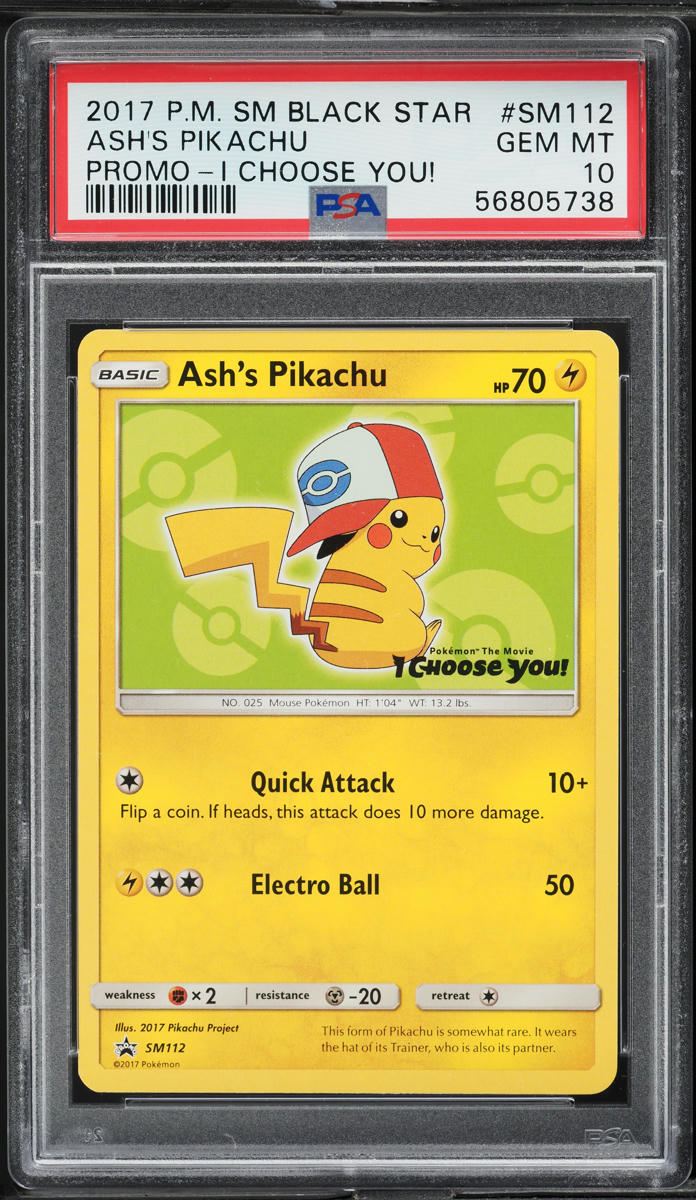 2017 Pokemon SM Black Star Promo I Choose You! Ash's Pikachu #SM112 PSA 10 GEM