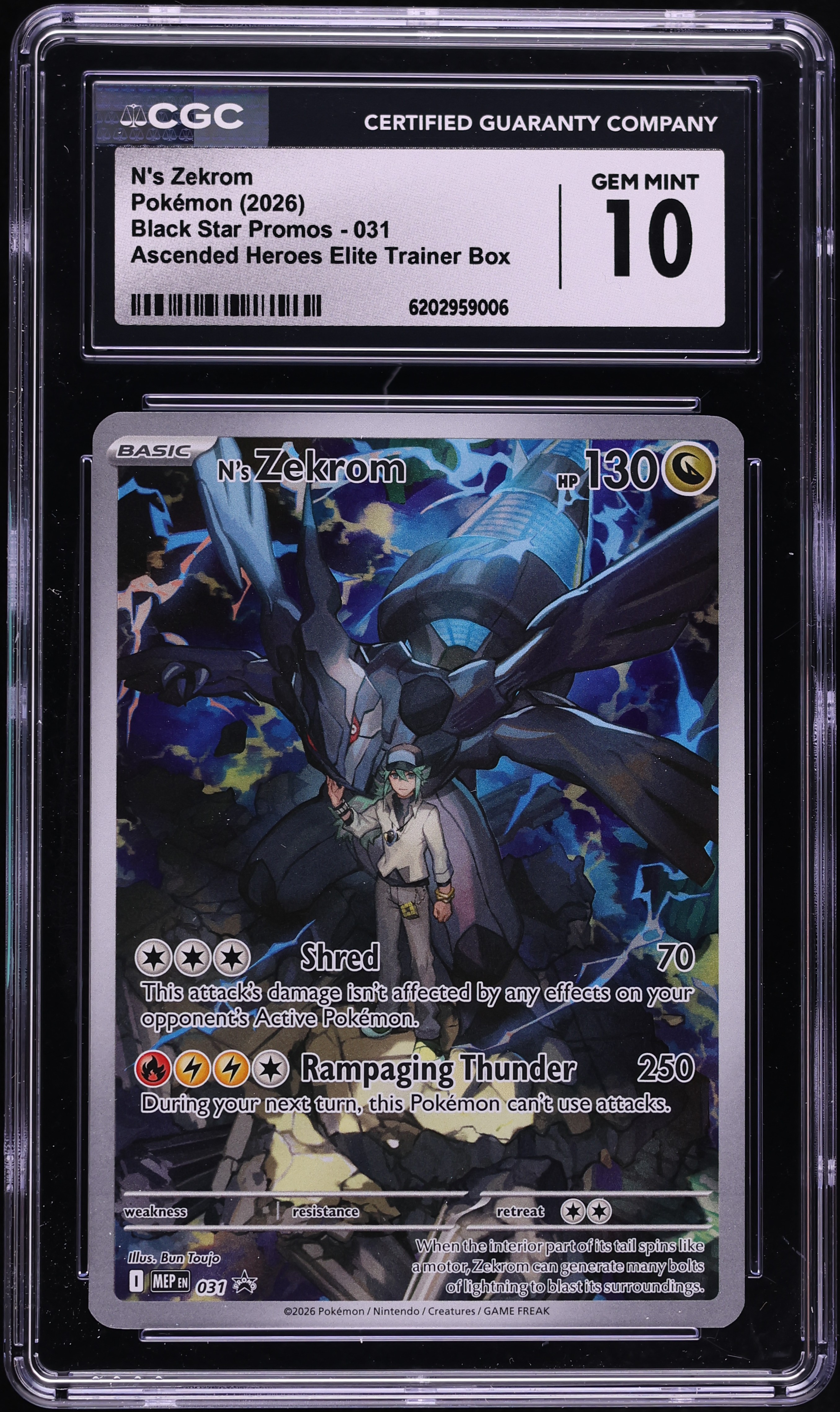 2026 Pokemon Mega Evolution Promo Ascended Heroes ETB Full Art N's Zekrom #31 CGC 10 GEM MINT