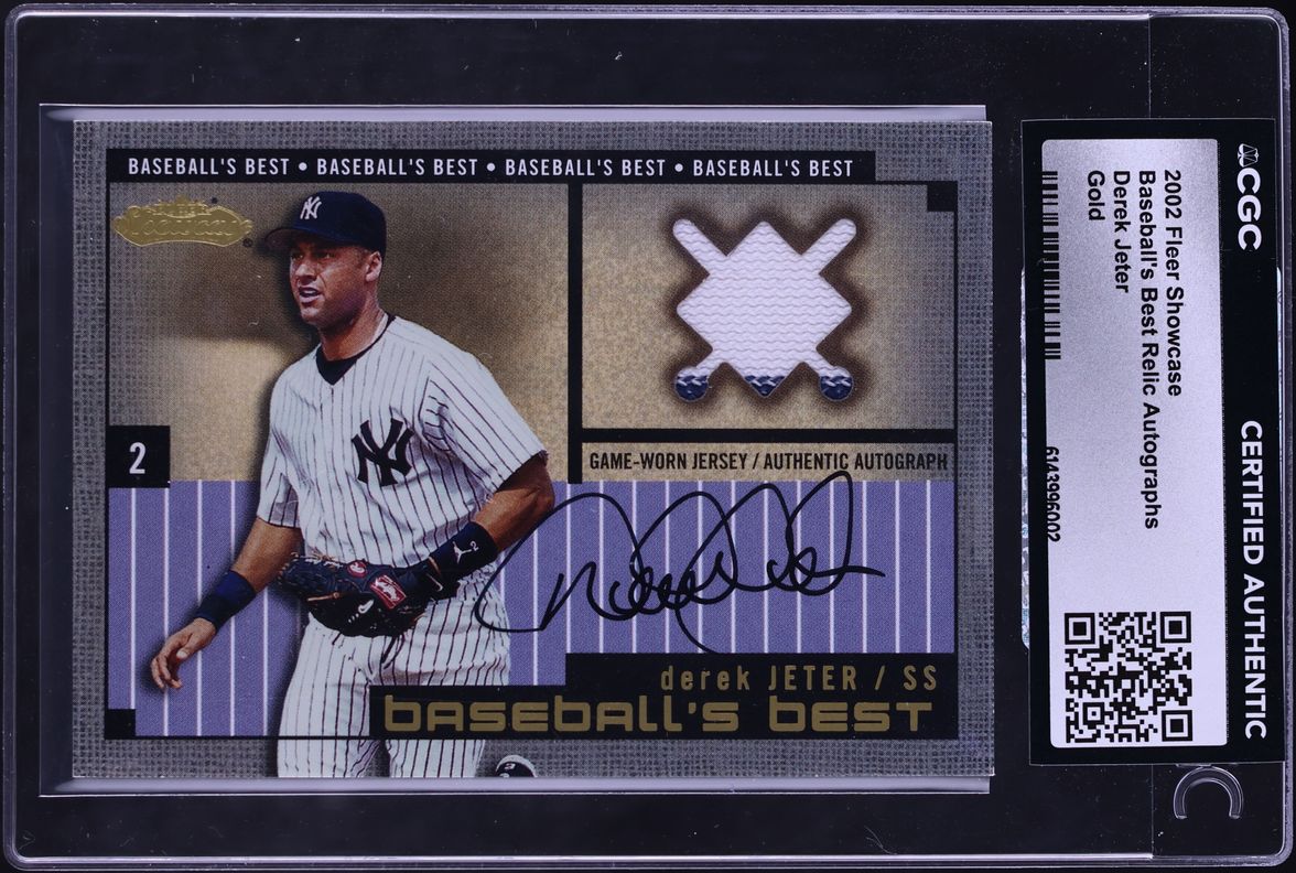 2002 Fleer Showcase Best Gold Derek Jeter PATCH AUTO /100 CGC AUTH - Photo 1