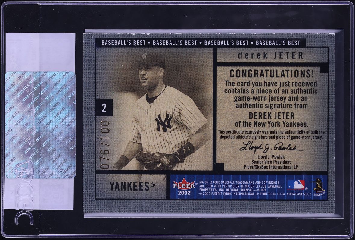 2002 Fleer Showcase Best Gold Derek Jeter PATCH AUTO /100 CGC AUTH - Photo 2