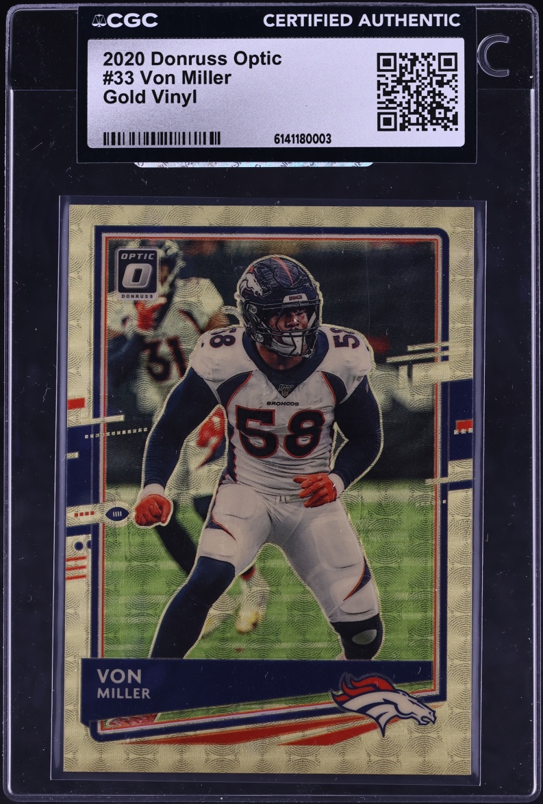 2020 Donruss Optic Gold Vinyl Von Miller 1/1 #33 CGC AUTH - Photo 1