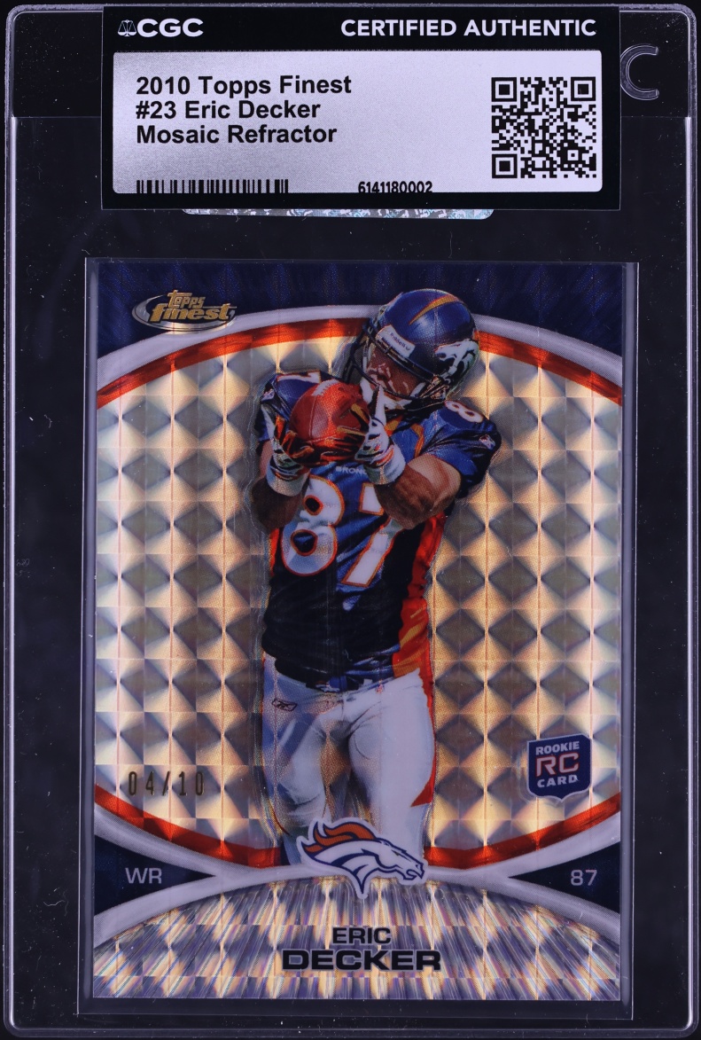 2010 Finest Mosaic Refractor Eric Decker ROOKIE /10 #23 CGC AUTH - Photo 1