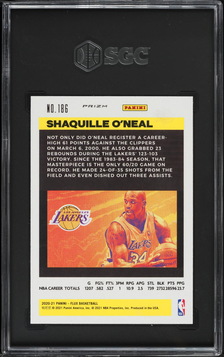 2020 Panini Flux Pulsar Prizm Shaquille O'Neal #186 SGC 8 NM-MT