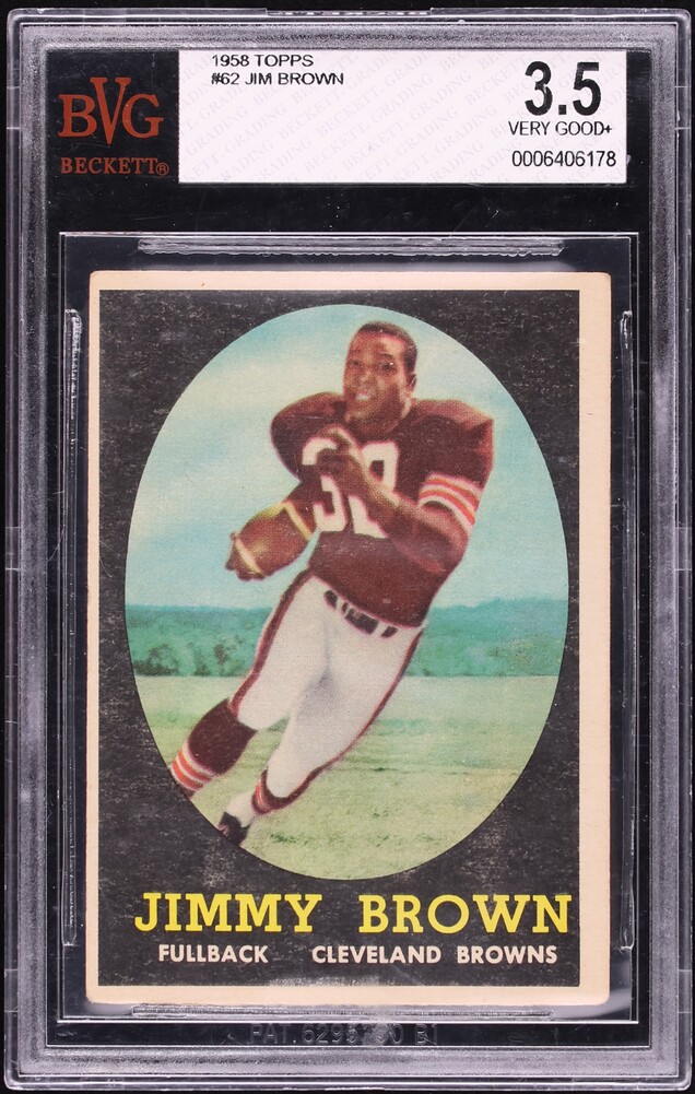 1958 Topps Football Jim Brown ROOKIE #62 BVG 3.5 VG+