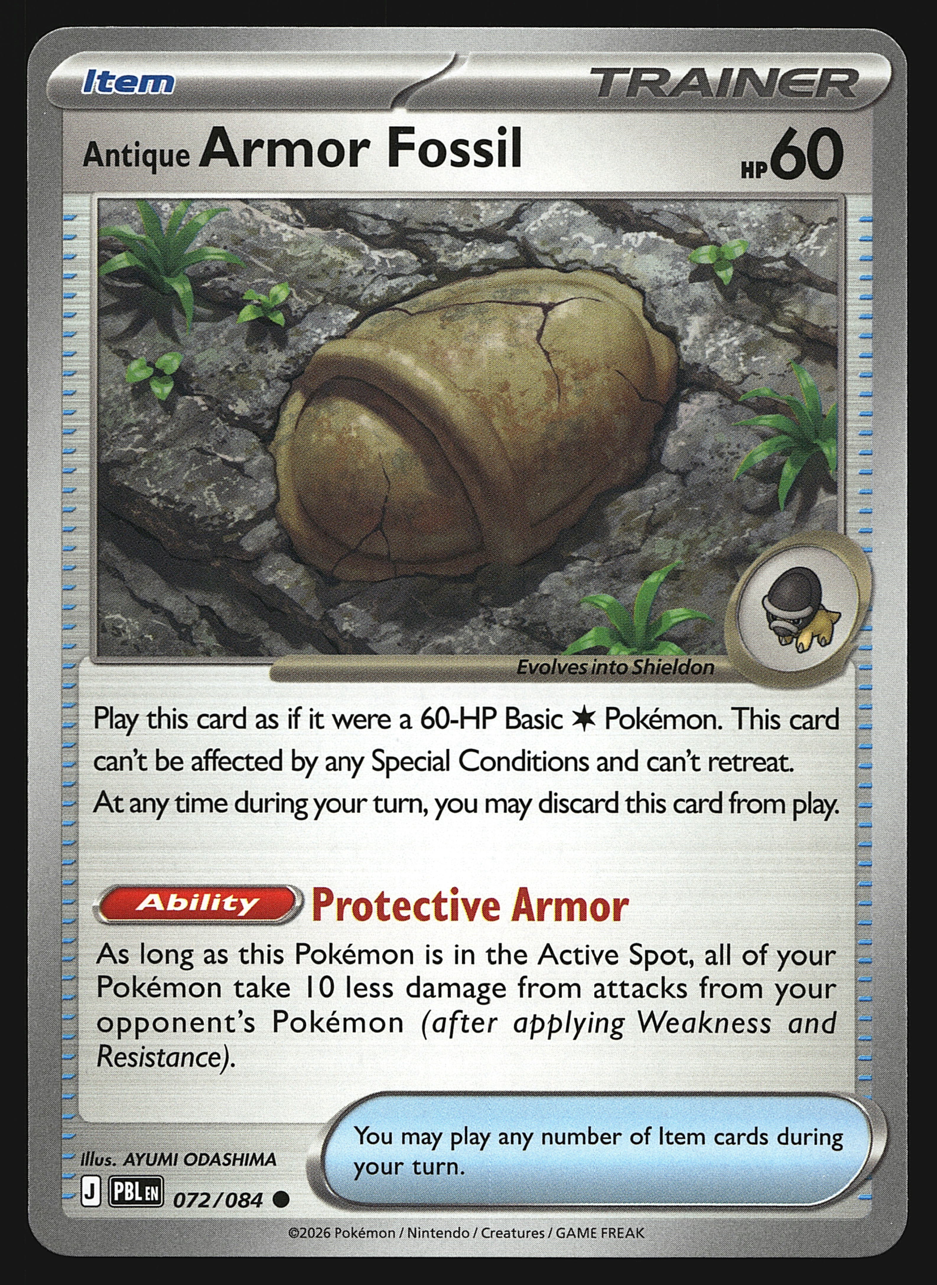2026 Pokemon Mega Evolution Pitch Black Antique Armor Fossil #72