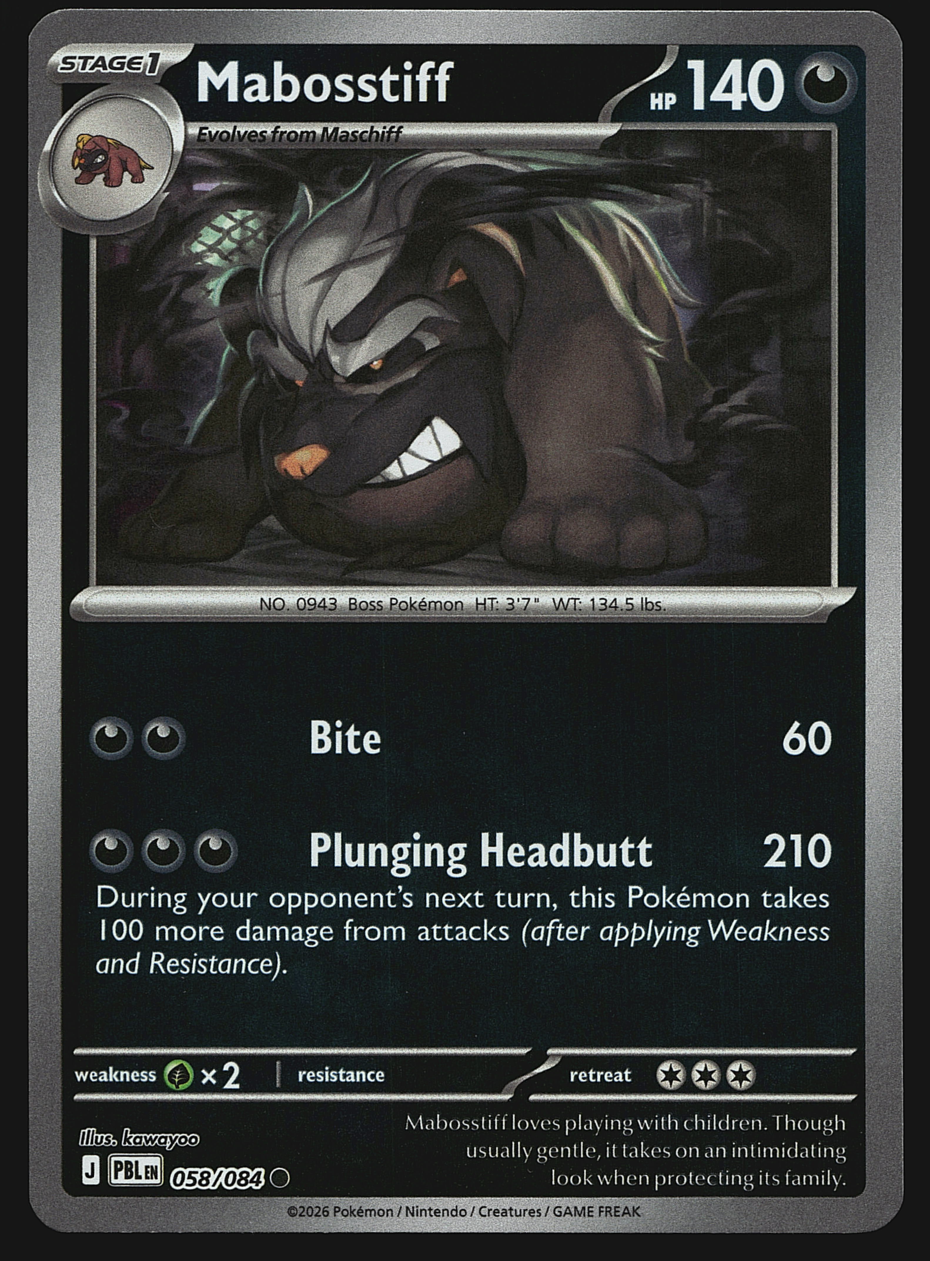 2026 Pokemon Mega Evolution Pitch Black Mabosstiff #58