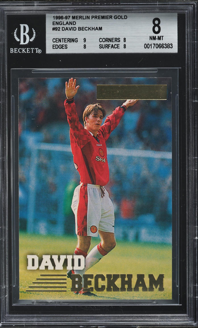 1996 Merlin Premier Gold England David Beckham ROOKIE #92 BGS 8 NM-MT ...