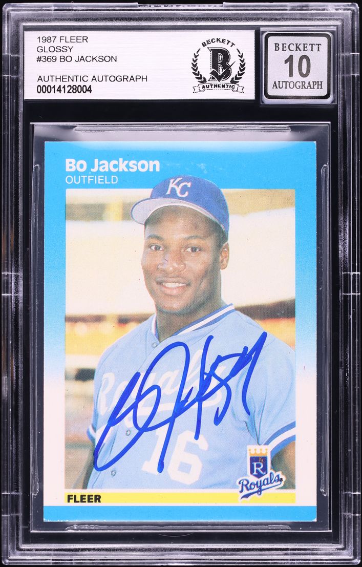 1987 Fleer Glossy Bo Jackson ROOKIE AUTO #369 BAS BGS AUTH