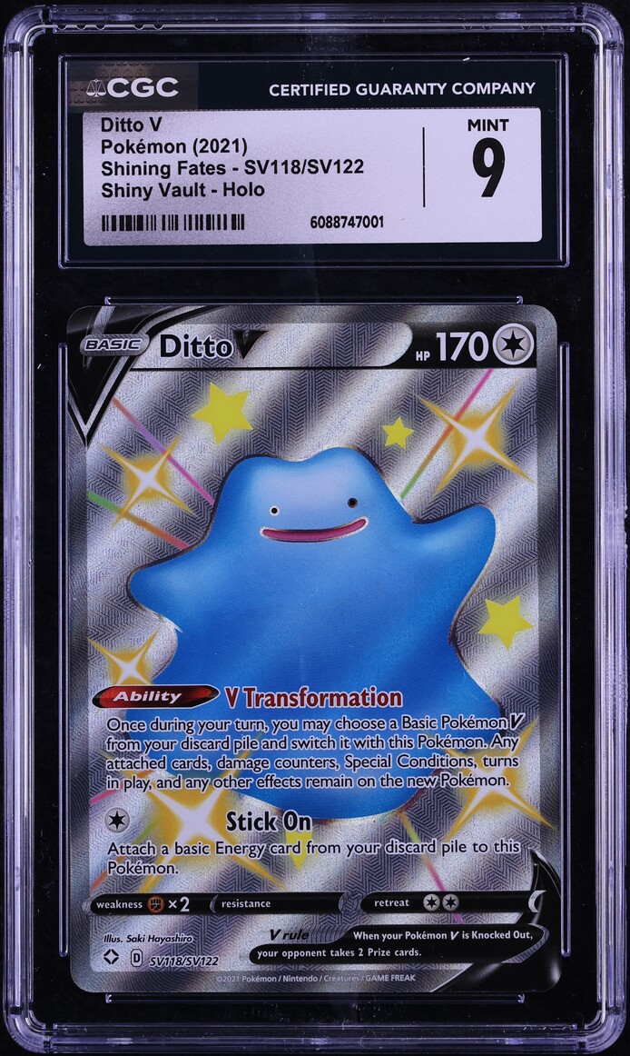 2021 Pokemon Sword & Shield Shining Fates Shiny Vault Full Art Ditto V #SV118 CGC 9 MINT