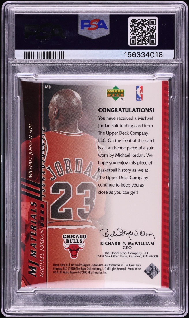 2000 Upper Deck MJ Materials Suit Michael Jordan PATCH AUTO DNA 9 #MJ1 PSA AUTH