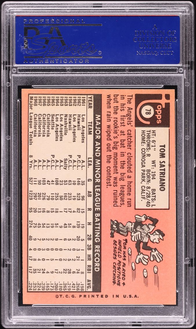 1969 Topps Tom Satriano #78 PSA 7 NRMT