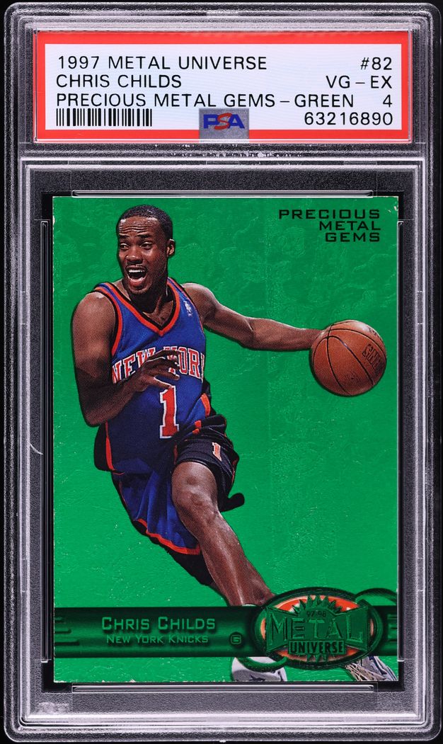 1997 Metal Universe Precious Metal Gems PMG Green Chris Childs /10 #82 PSA 4 VGEX