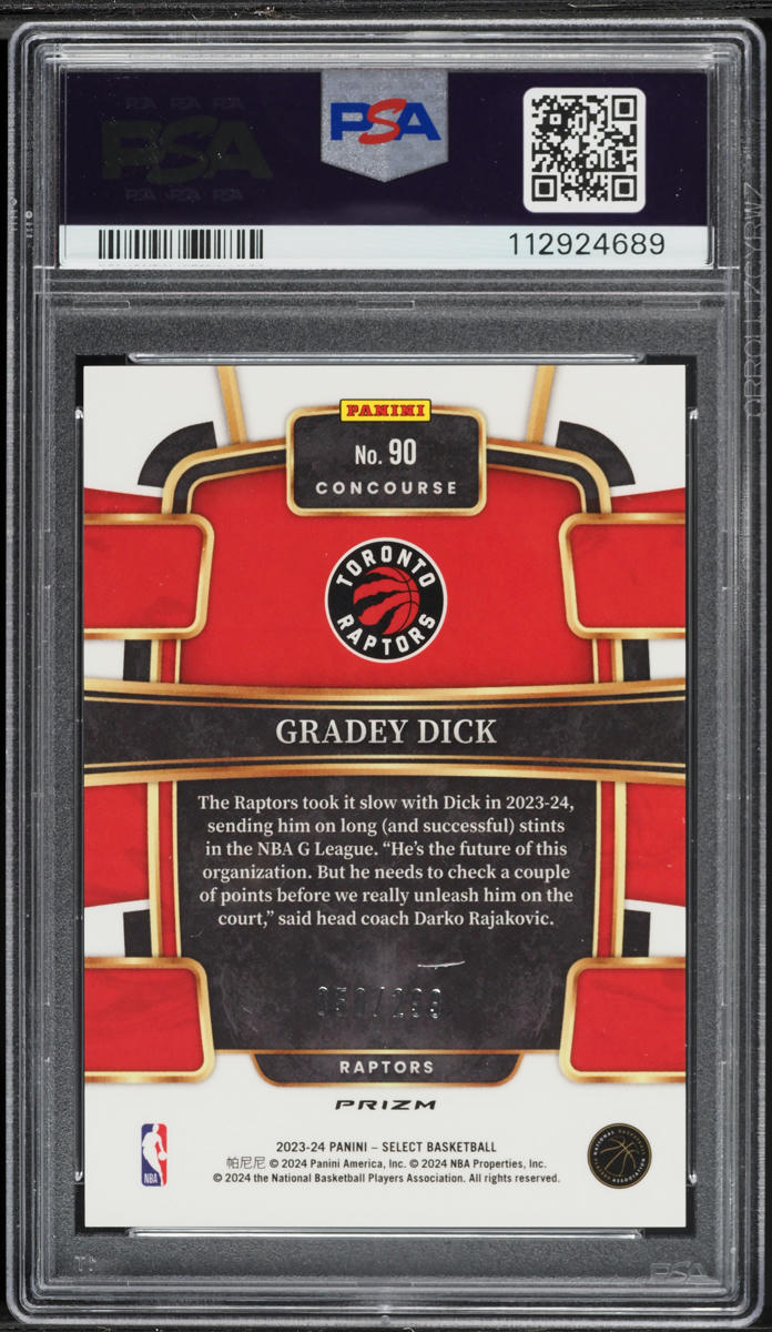 2023 Select Concourse Light Blue Prizm Gradey Dick ROOKIE /299 #90 PSA 10 GEM MINT