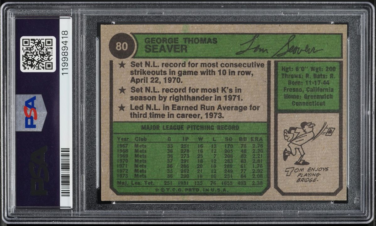 1974 Topps Tom Seaver #80 PSA 7 NRMT