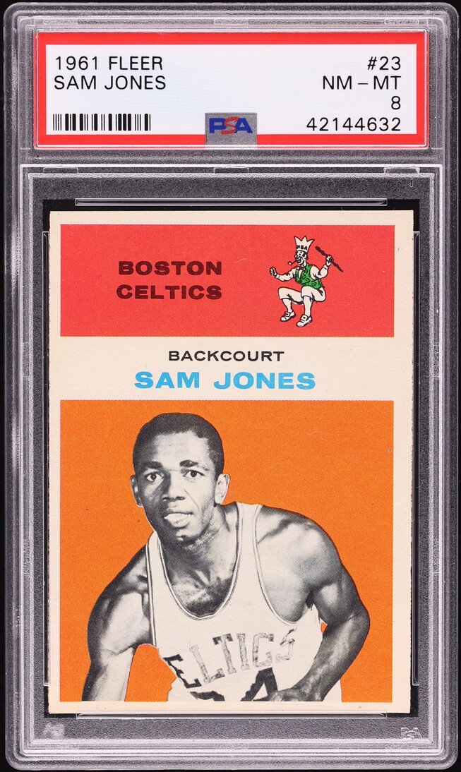 1961 Fleer Basketball Sam Jones ROOKIE #23 PSA 8 NM-MT