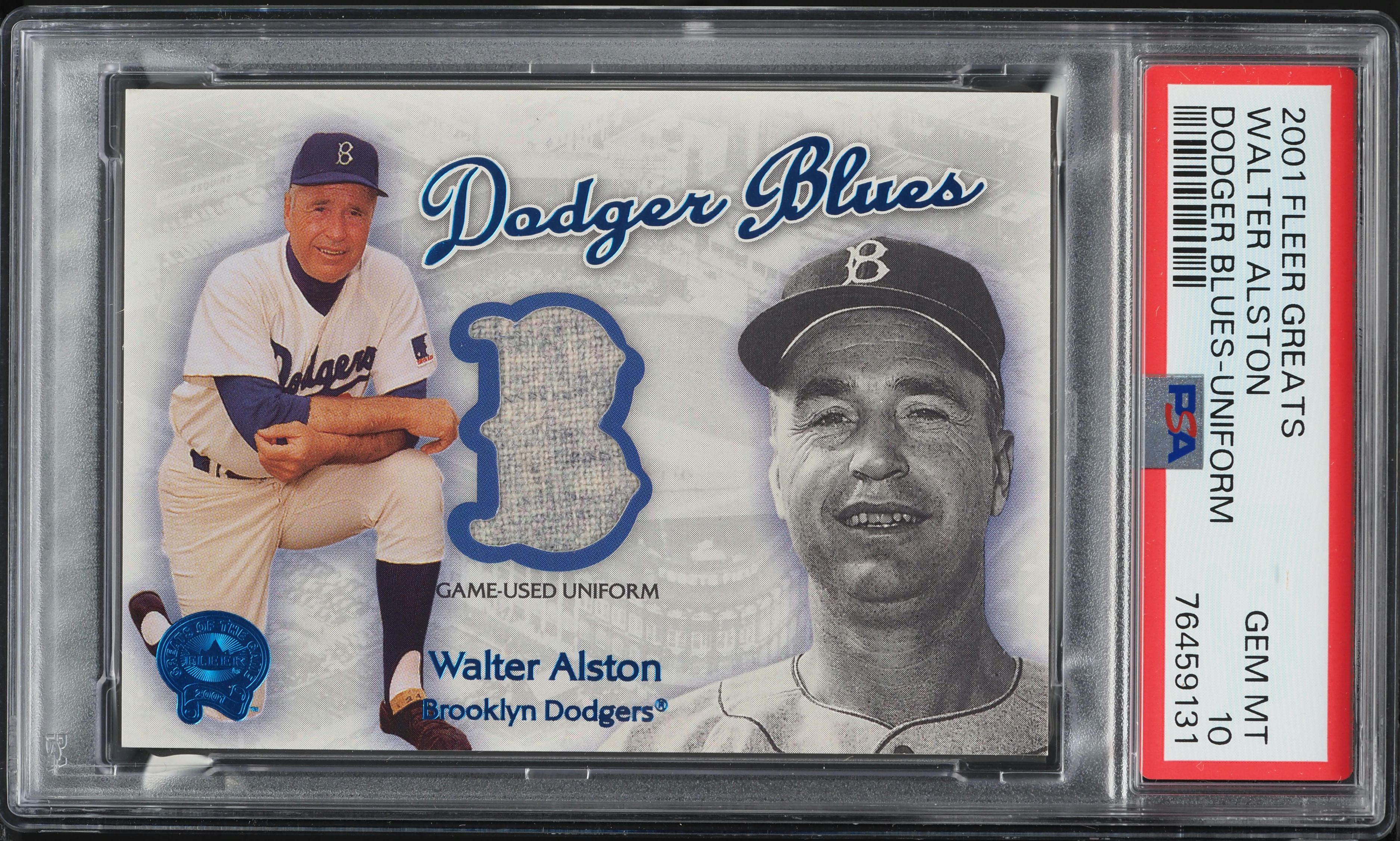 2001 Fleer Greats Dodger Blues Uniform Walter Alston PATCH PSA 10 GEM MINT