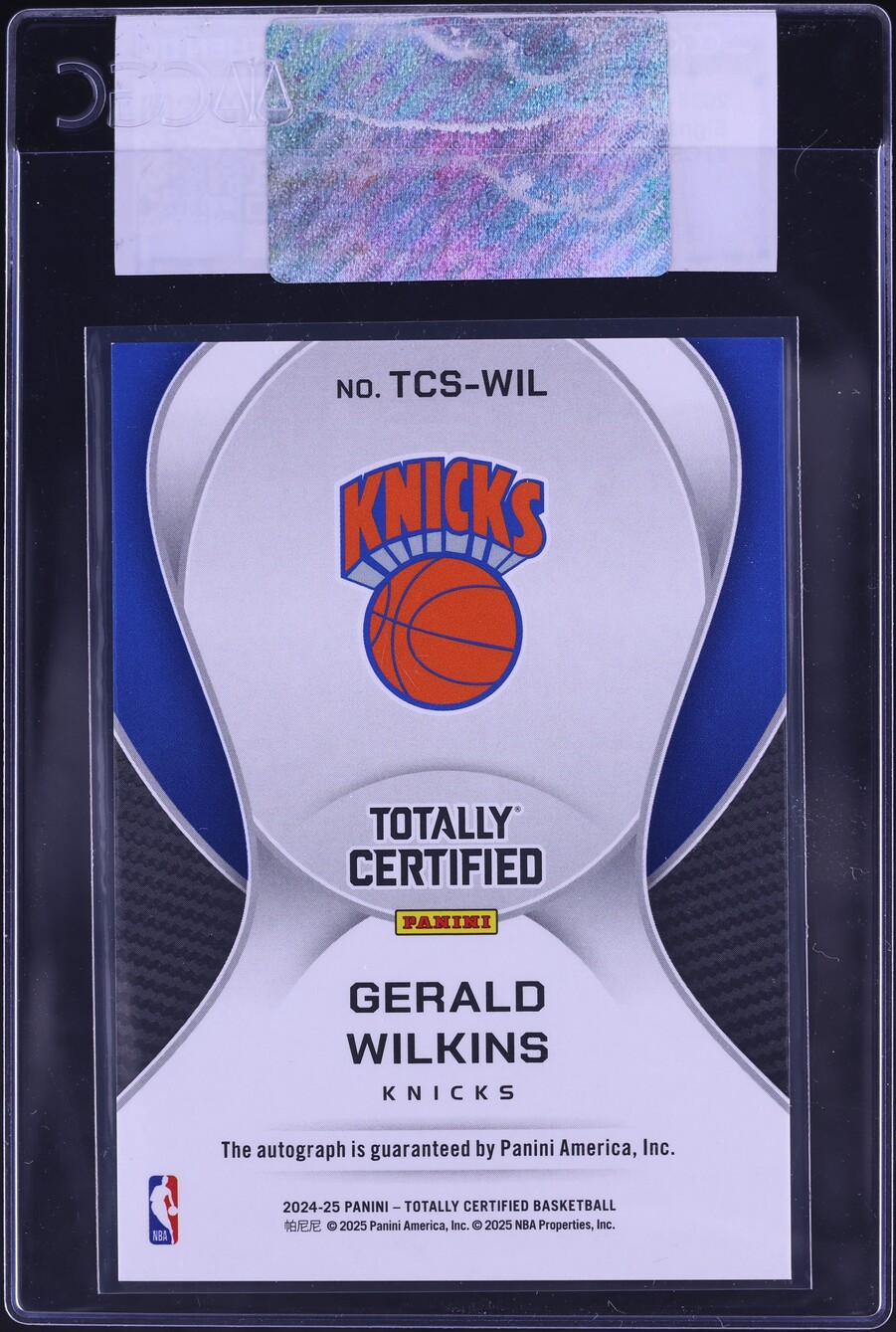 2024 Totally Certified Gerald Wilkins AUTO #TCS-WIL CGC AUTH