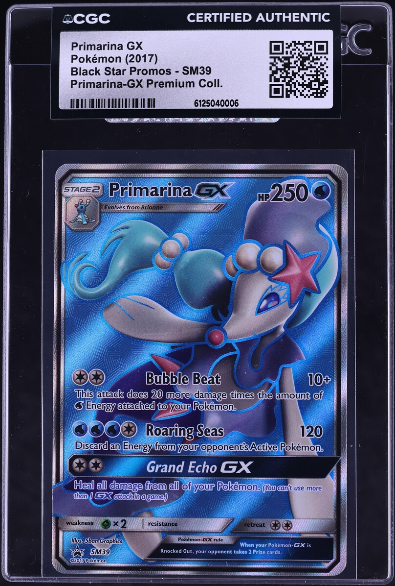 2017 Pokemon Sun & Moon Promo Premium Full Art Primarina GX #SM39 CGC AUTH