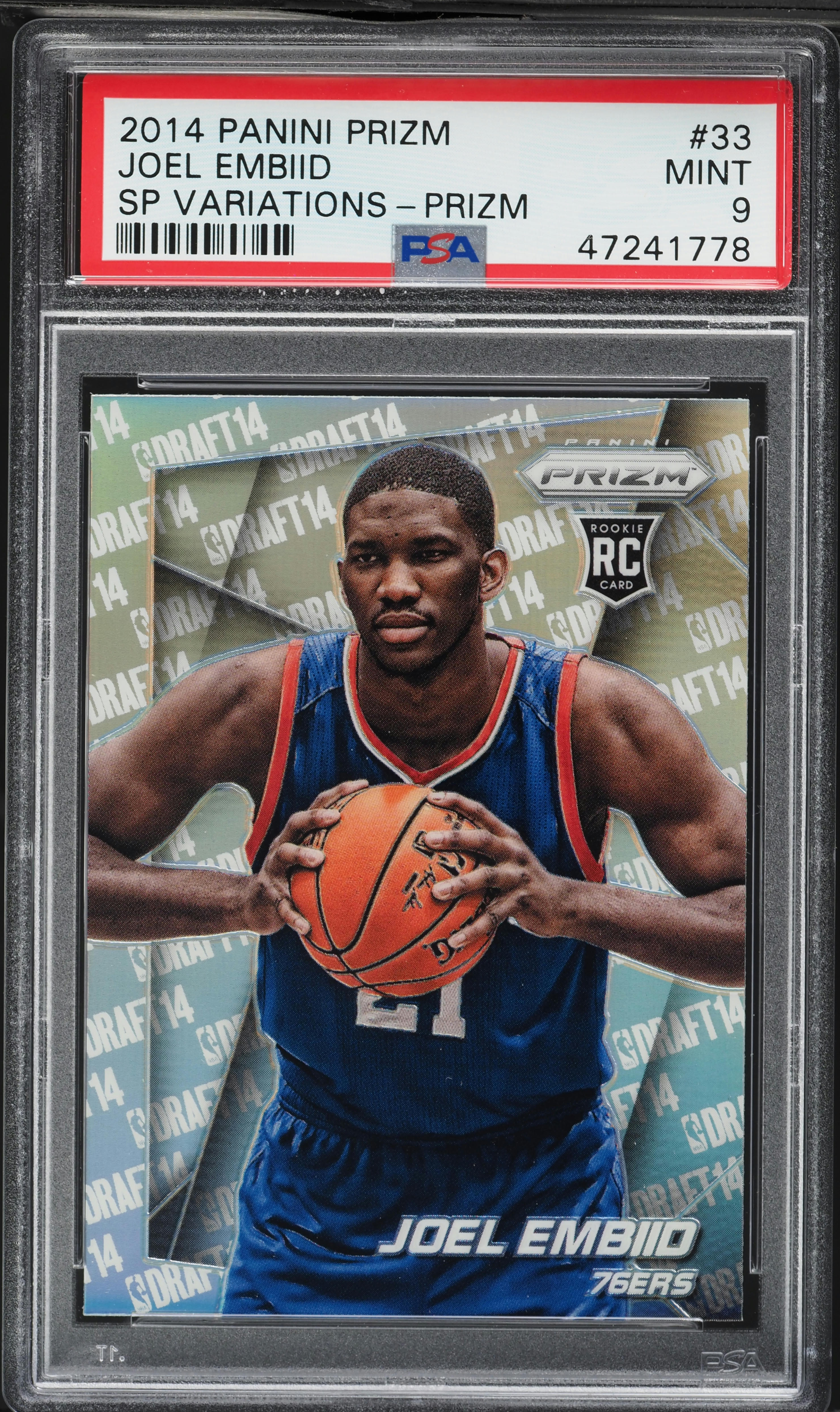 2014 Panini Prizm Variations Joel Embiid ROOKIE #33 PSA 9 MINT on