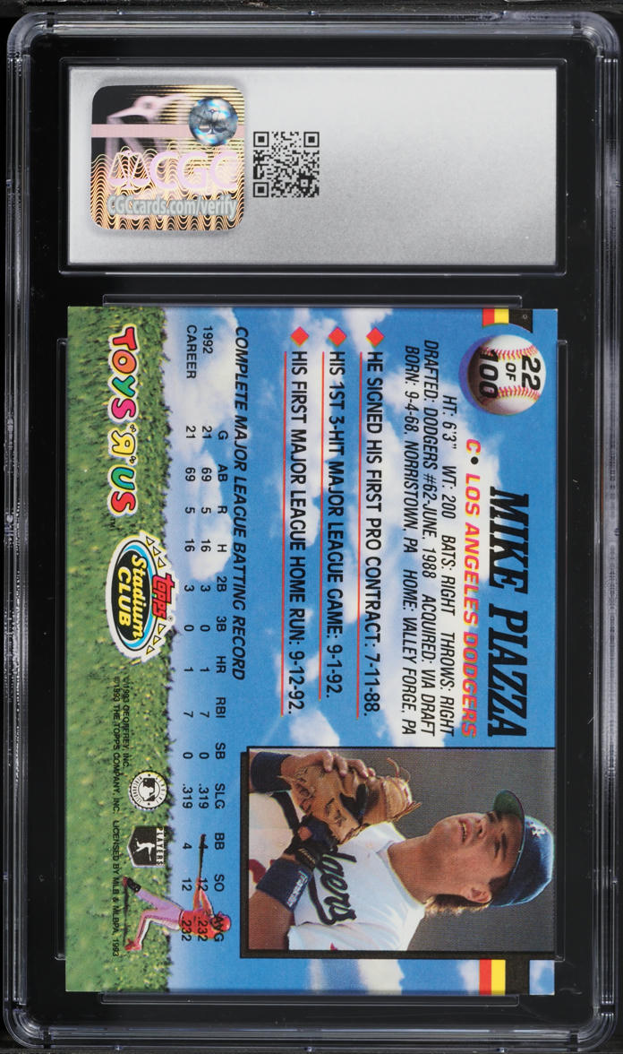 1993 Stadium Club Toys 'R' Us Mike Piazza ROOKIE #22 CGC 7 NRMT