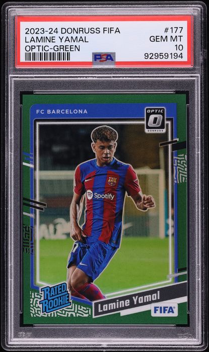 2023 Donruss Optic FIFA Green Lamine Yamal ROOKIE /5 #177 PSA 10 GEM MINT - Photo 1