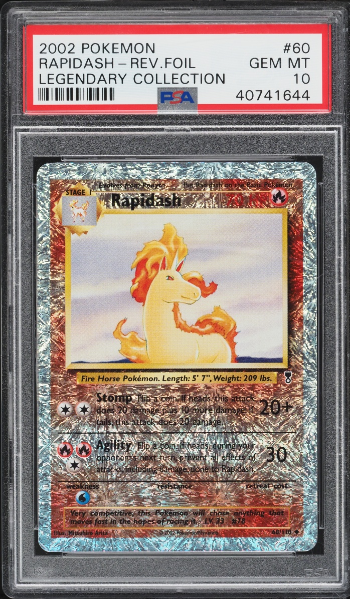 2002 Pokemon Legendary Collection Reverse Holo Rapidash #60 PSA 10 GEM MINT