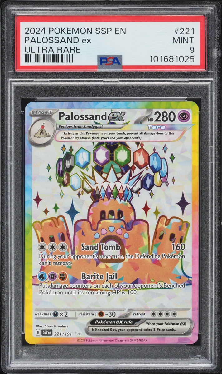 2024 Pokemon Scarlet & Violet Surging Sparks Full Art Palossand Ex #221 PSA 9 MINT