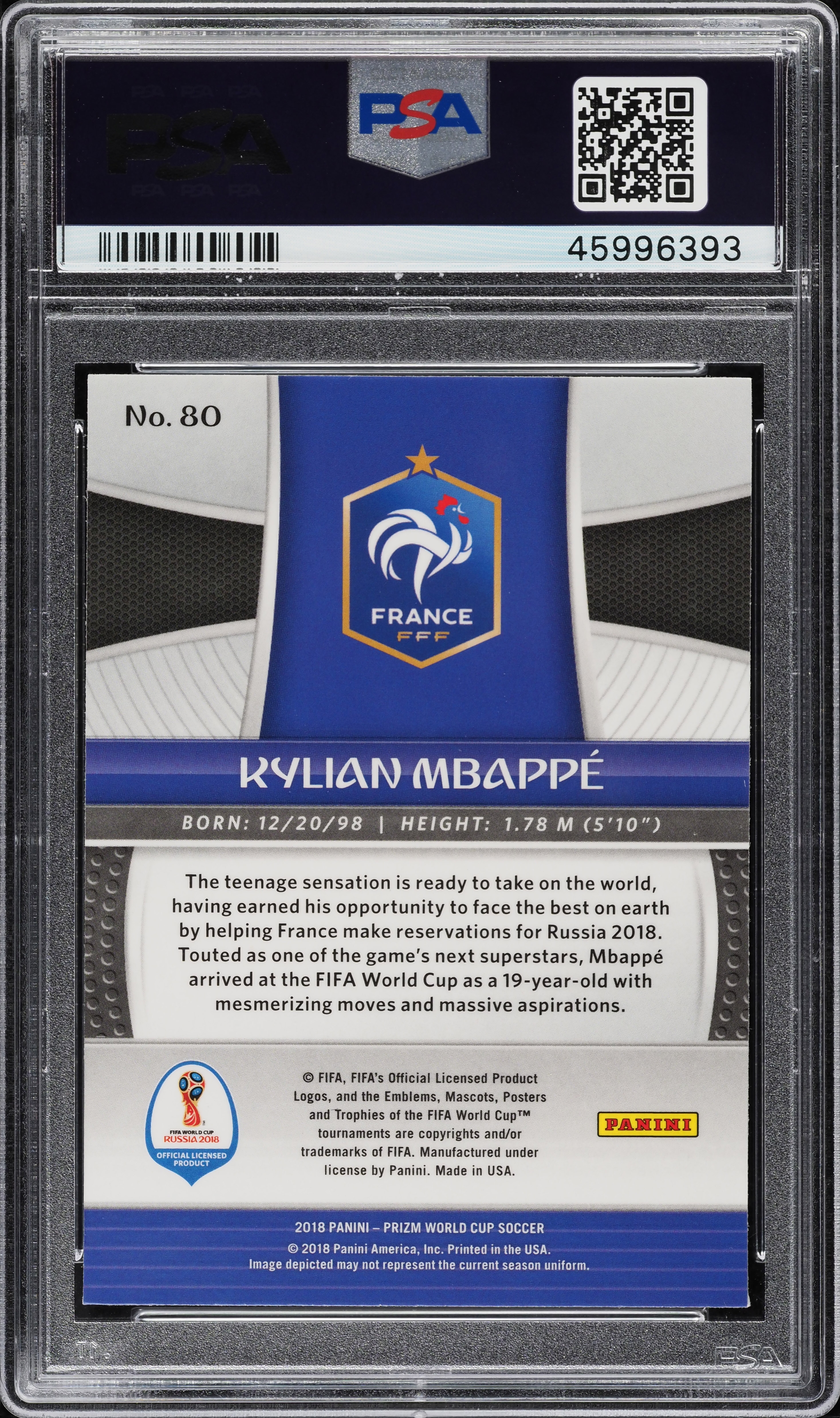 2018 Panini Prizm World Cup Cyrillic Text Kylian Mbappe ROOKIE #80