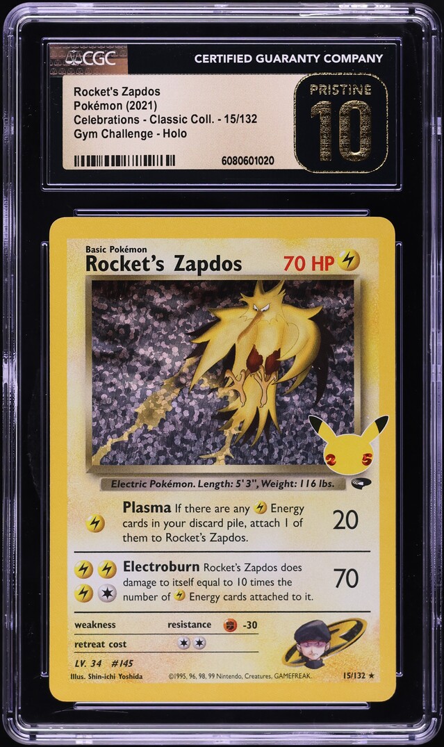 2021 Pokemon SWSH Celebrations Classic Holo Rocket's Zapdos #15 CGC 10 PRISTINE