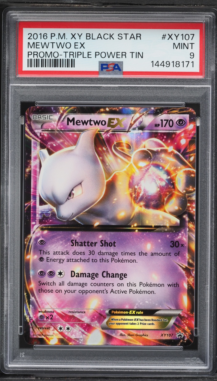 2016 Pokemon XY Black Star Promo Triple Power Tin Holo Mewtwo EX #XY107 PSA 9 MINT