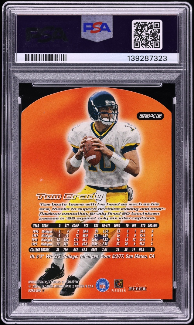 2000 Ultra Gold Medallion Die-Cut Tom Brady ROOKIE #234G PSA 9 MINT