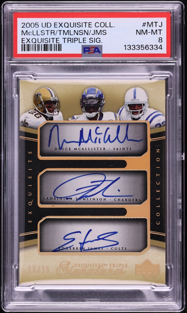 2005 Exquisite Collection Triple McAllister Tomlinson James AUTO 15/15 #E3S-MTJ PSA 8 NM-MT
