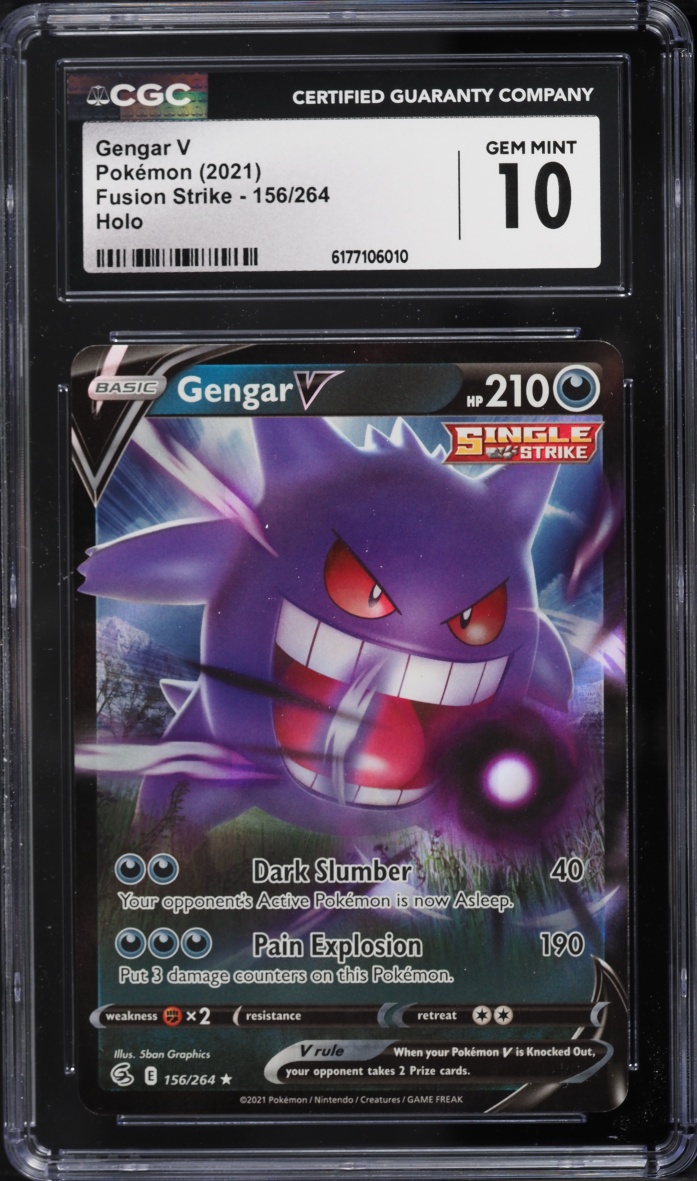 2021 Pokemon Sword & Shield Fusion Strike Holo Gengar V #156 CGC 10 GEM MINT