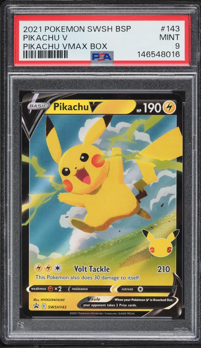 2021 Pokemon Sword & Shield Promo Pikachu VMAX Box Pikachu V #143 PSA 9 MINT