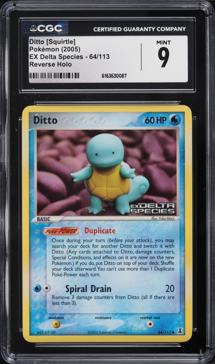 2005 Pokemon EX Delta Species Reverse Holo Ditto Squirtle #64 CGC 9 MINT