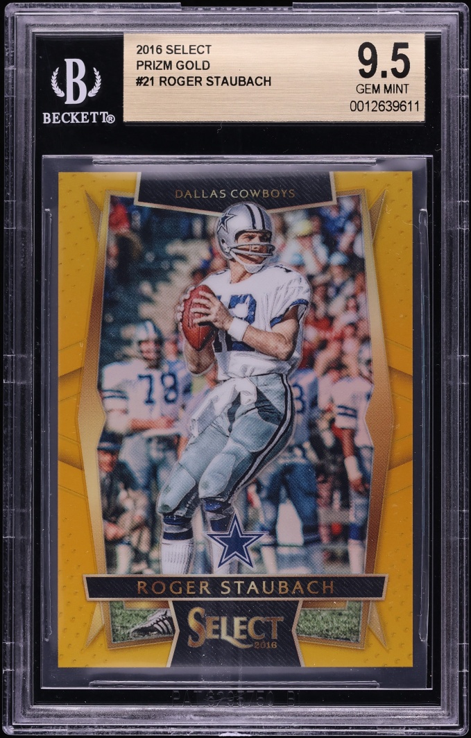 2016 Select Gold Prizm Roger Staubach /10 #21 BGS 9.5 GEM MINT - Photo 1