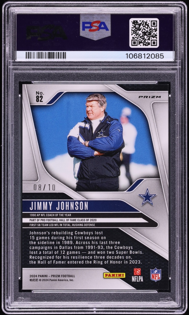 2024 Panini Prizm Gold Jimmy Johnson /10 #82 PSA 9 MINT - Photo 2