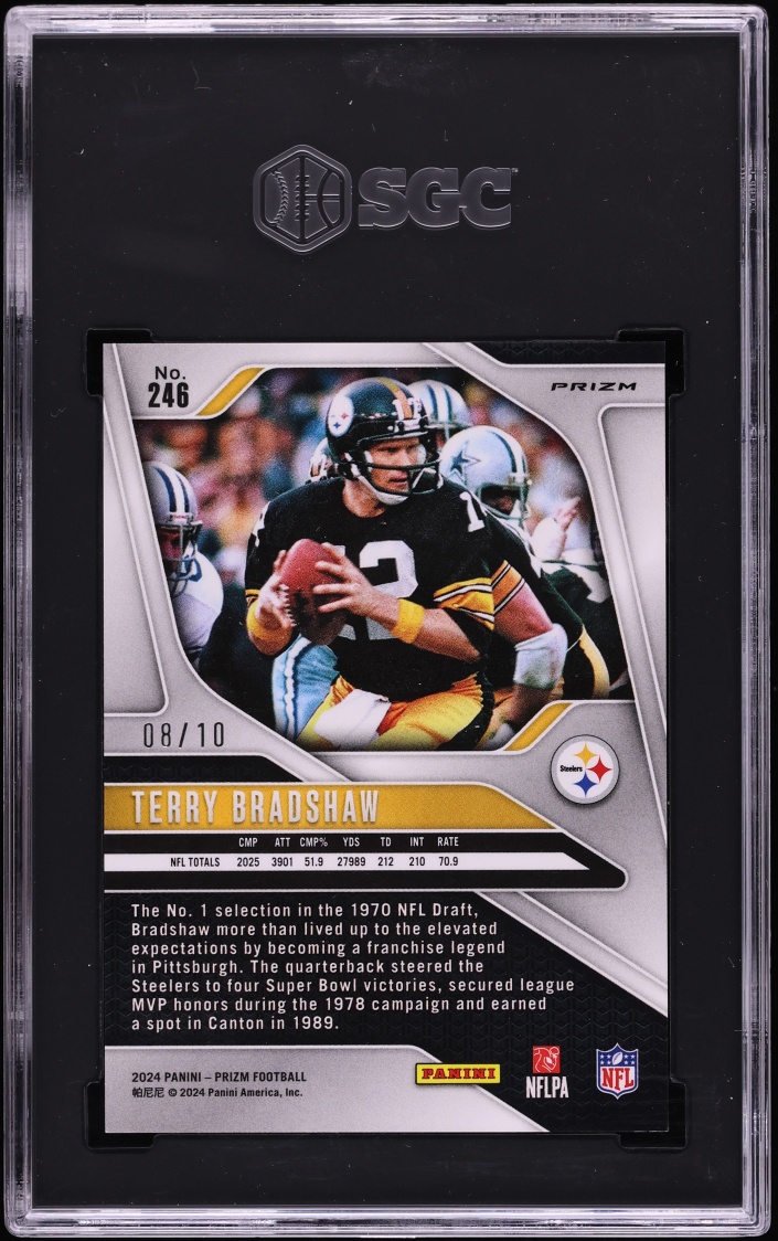 2024 Panini Prizm Gold Terry Bradshaw /10 #246 SGC 9 MINT - Photo 2