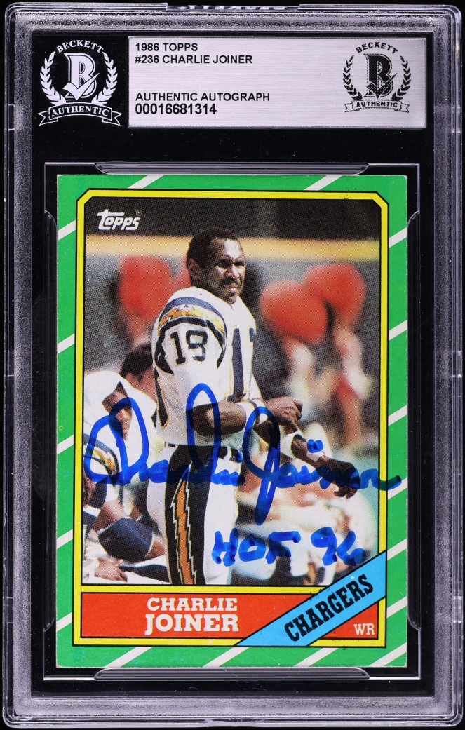 1986 Topps Football Charlie Joiner AUTO #236 BGS AUTH
